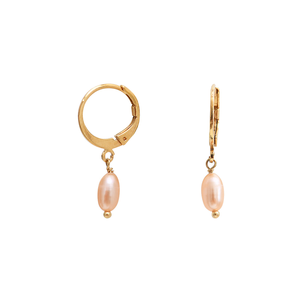 Mini Créoles Clea Perles Roses - Or & Rose