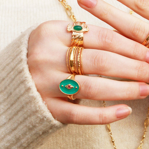 Bague Indie Verte - Or /Vert