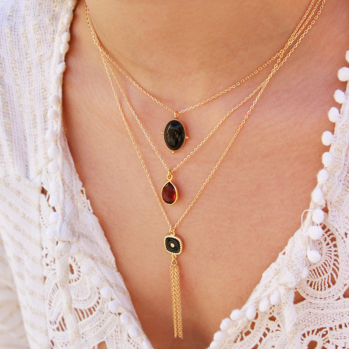Collier New Calypso - Or & Agate Noire
