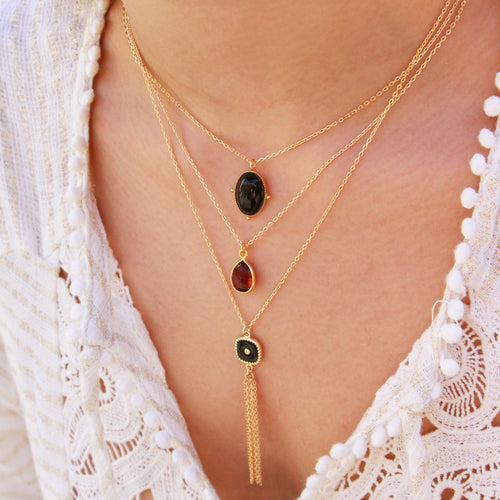 Collier New Calypso  Agate Noire - Or / Agate Noire