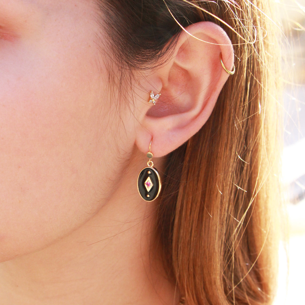 Boucles D'Oreilles Indie - Or & Noir