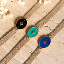 Bracelet  Ruban Elastique  Indie Noir - Or /Noir