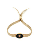 Bracelet  Ruban Elastique  Indie Noir - Or /Noir