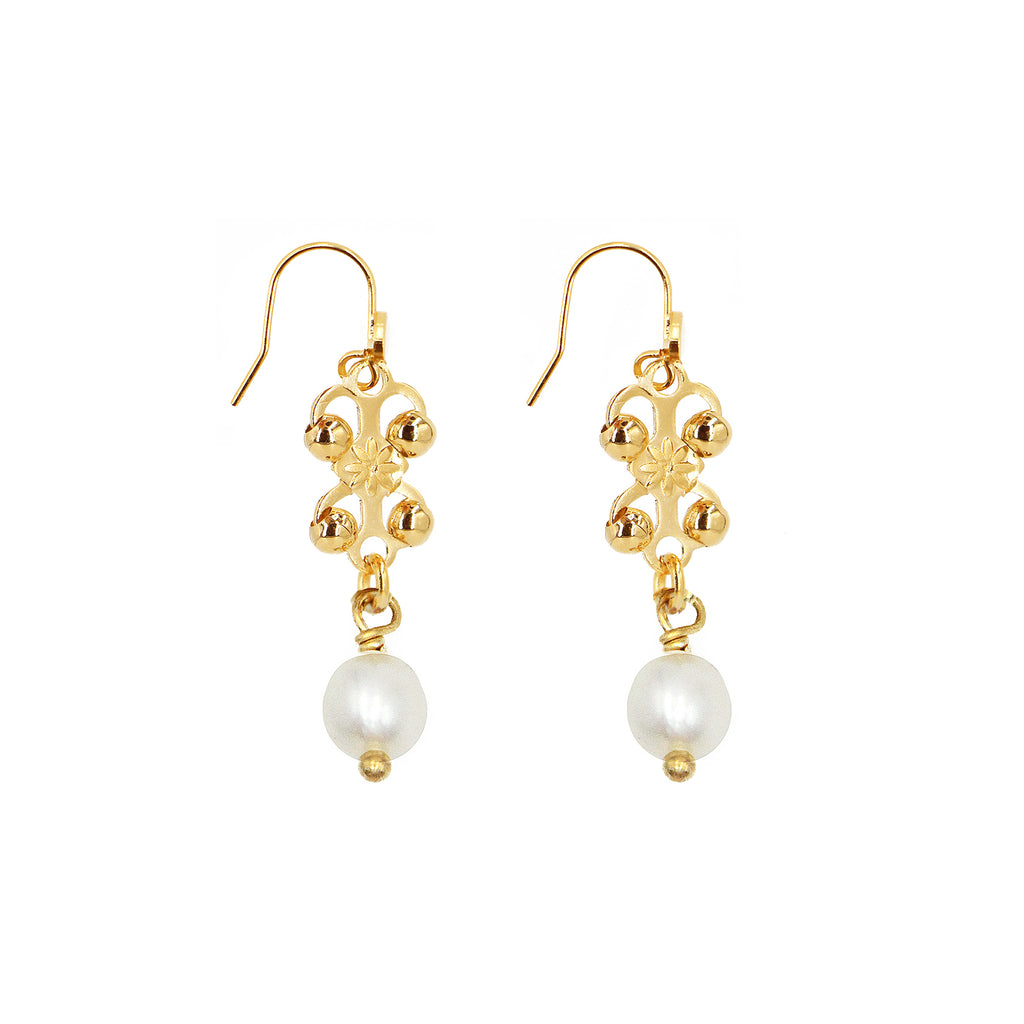 Boucles D'Oreilles Farah Perle - Or & Blanc