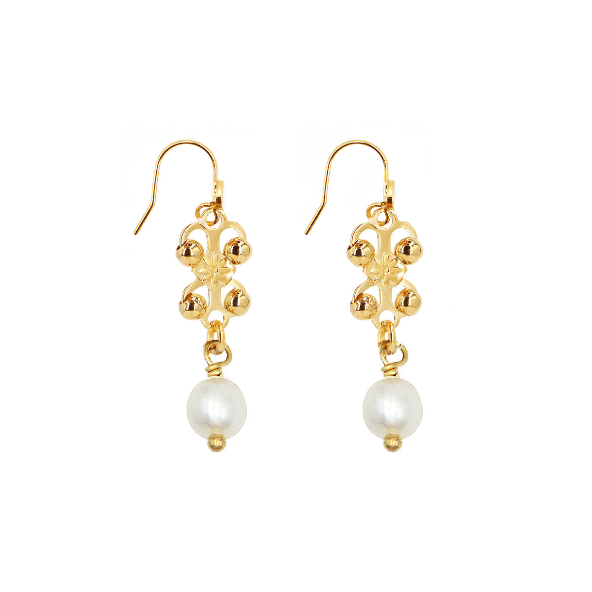 Boucles D'Oreilles Farah Perle - Or & Blanc