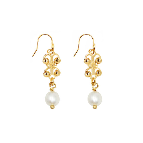 Boucles D'Oreilles Farah Perle - Or / Blanc