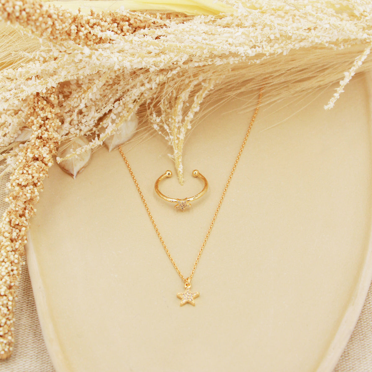 Coffret Lily Collier + Bague Etoile - Or & Zirconium