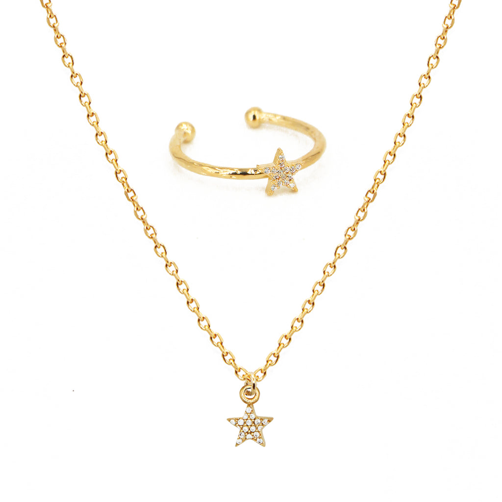 Coffret Lily Collier + Bague Etoile - Or & Zirconium