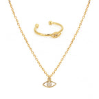 Lily Necklace + Eye Ring Box - Gold And Zirconium