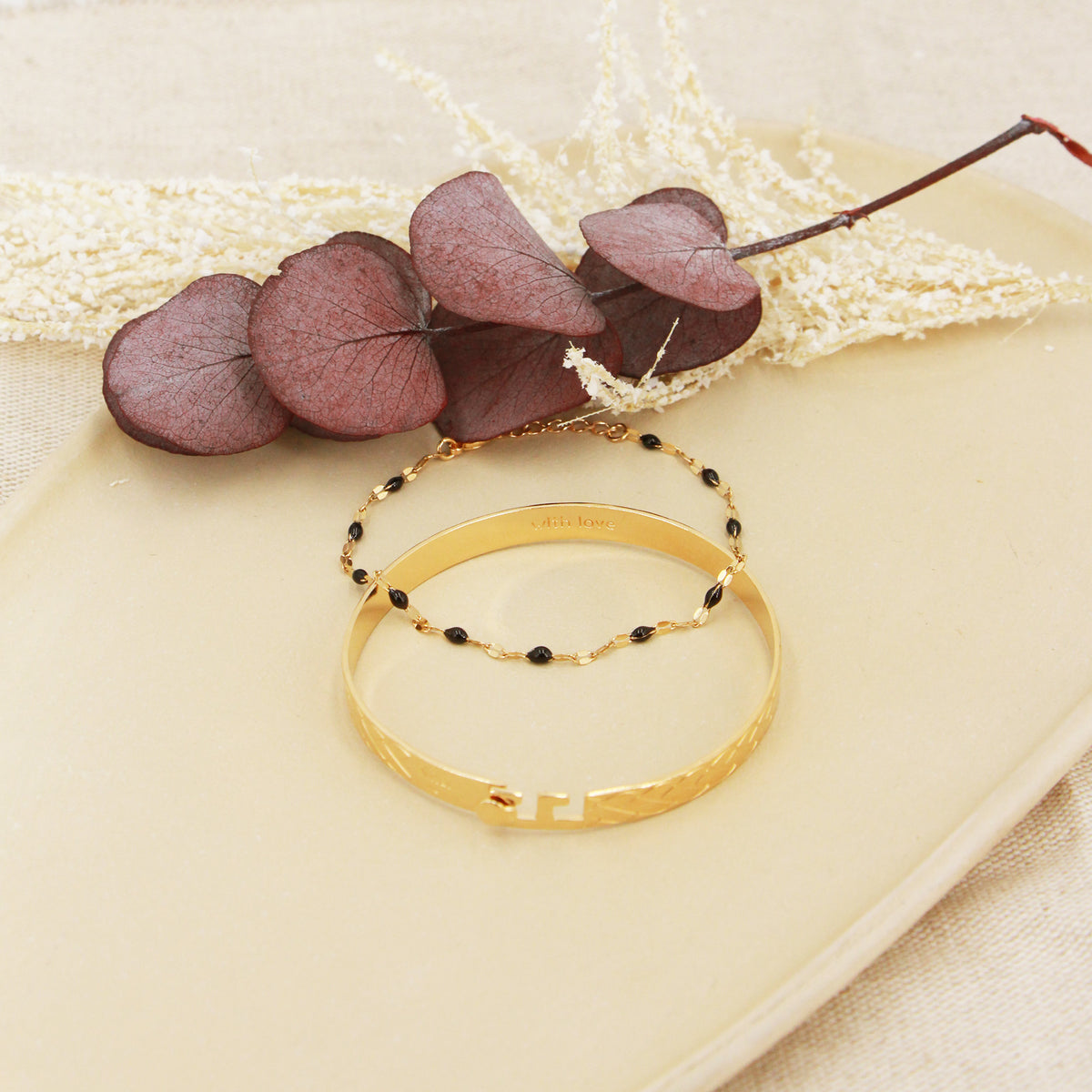 Coffret Jonc Eternity & Bracelet Tutti - Or & Noir