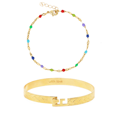 Coffret Jonc Eternity Et Bracelet Tutti Multi Color  - Or / Multicolor