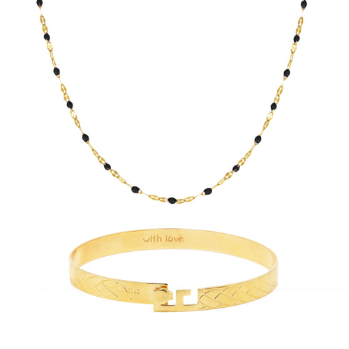 Coffret Jonc Eternity Et Collier Tutti Noir - Or / Noir
