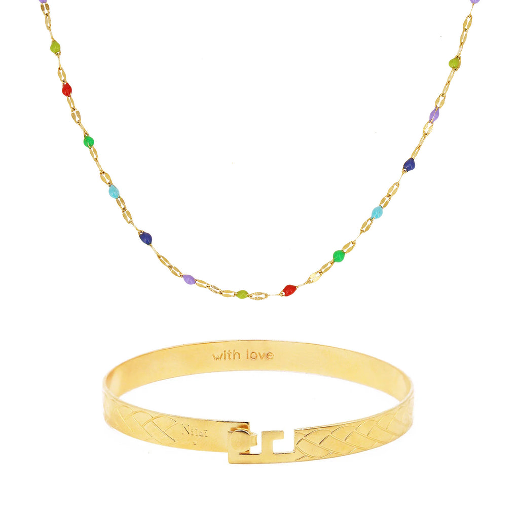 Coffret Jonc Eternity & Collier Tutti Multi Color - Or & Multicolor