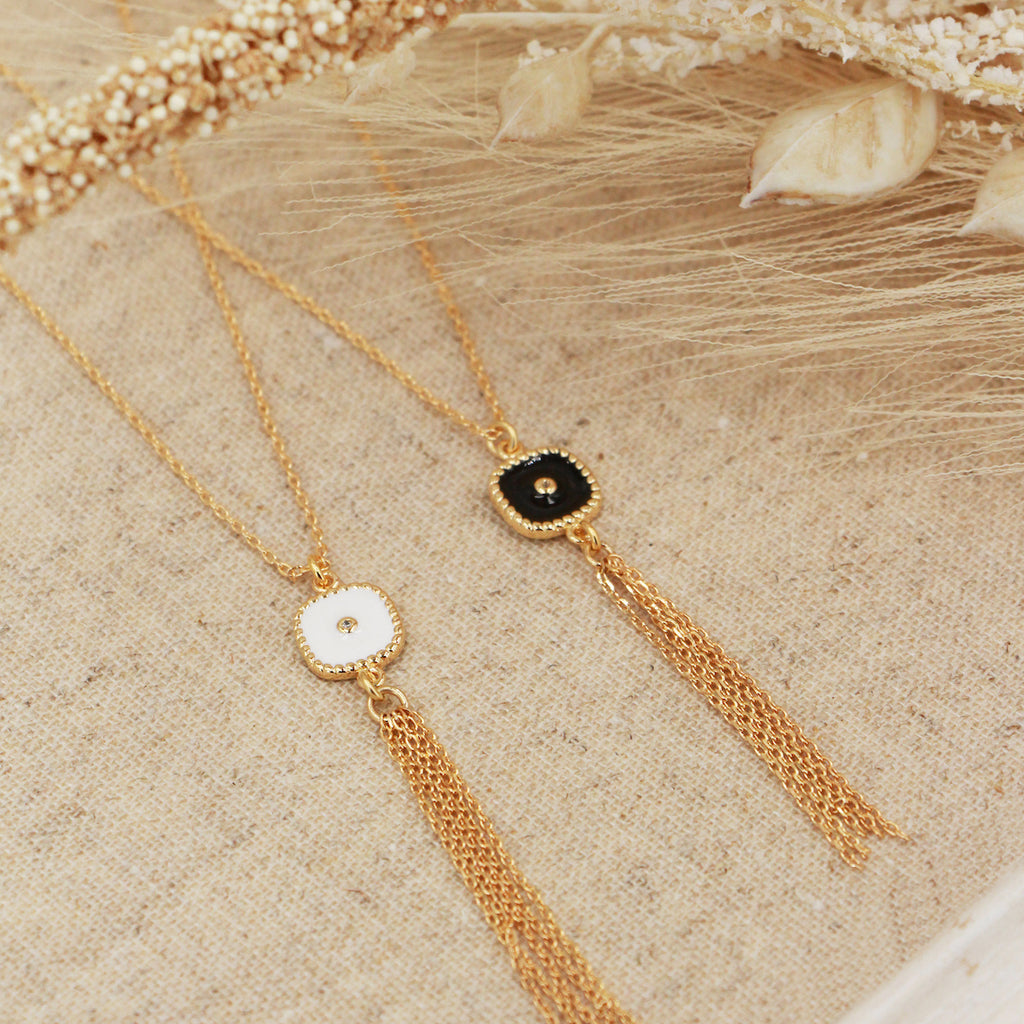 Collier Pompon Belize - Or & Noir