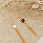 Collier Pompon Belize - Or & Noir
