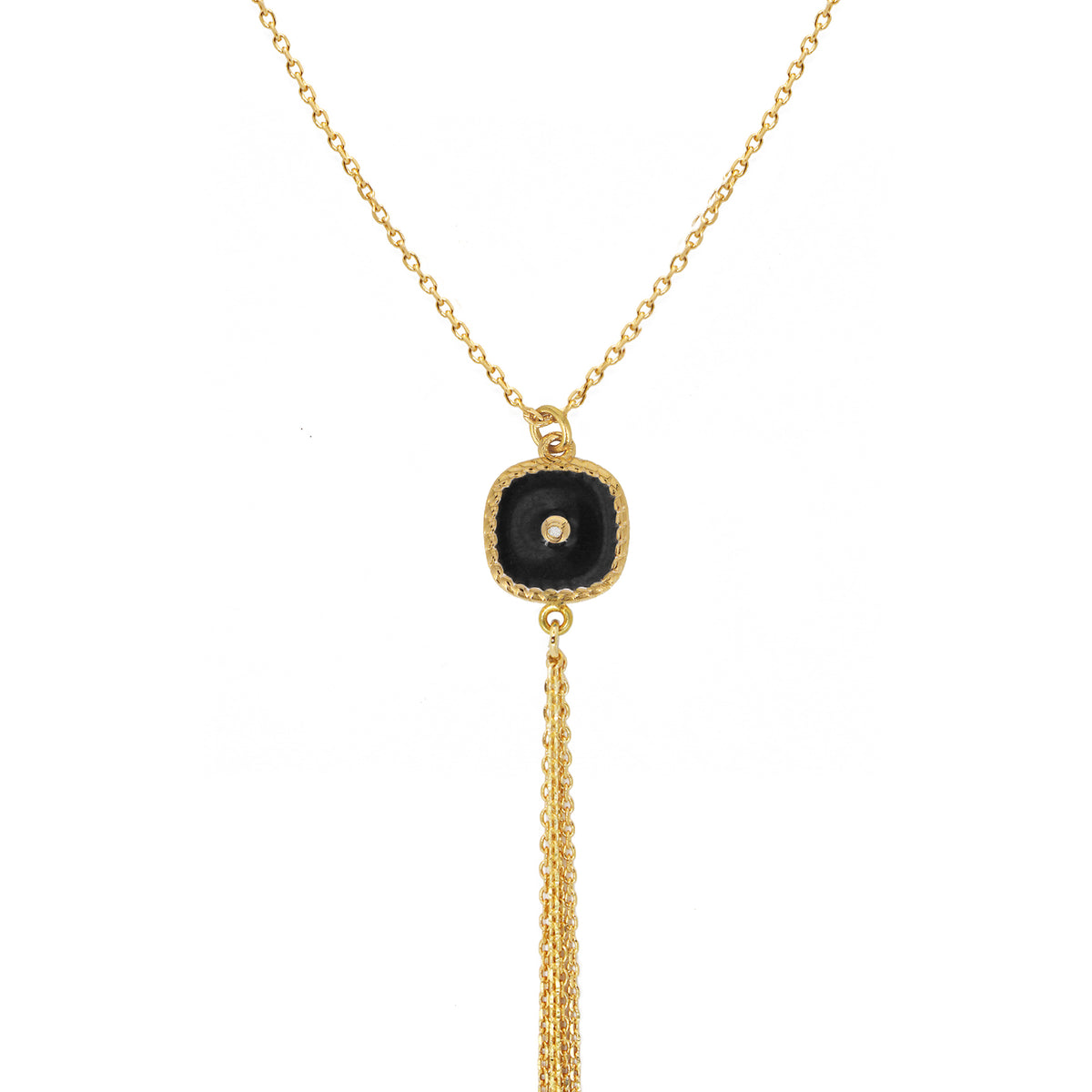 Collier Pompon Belize - Or & Noir