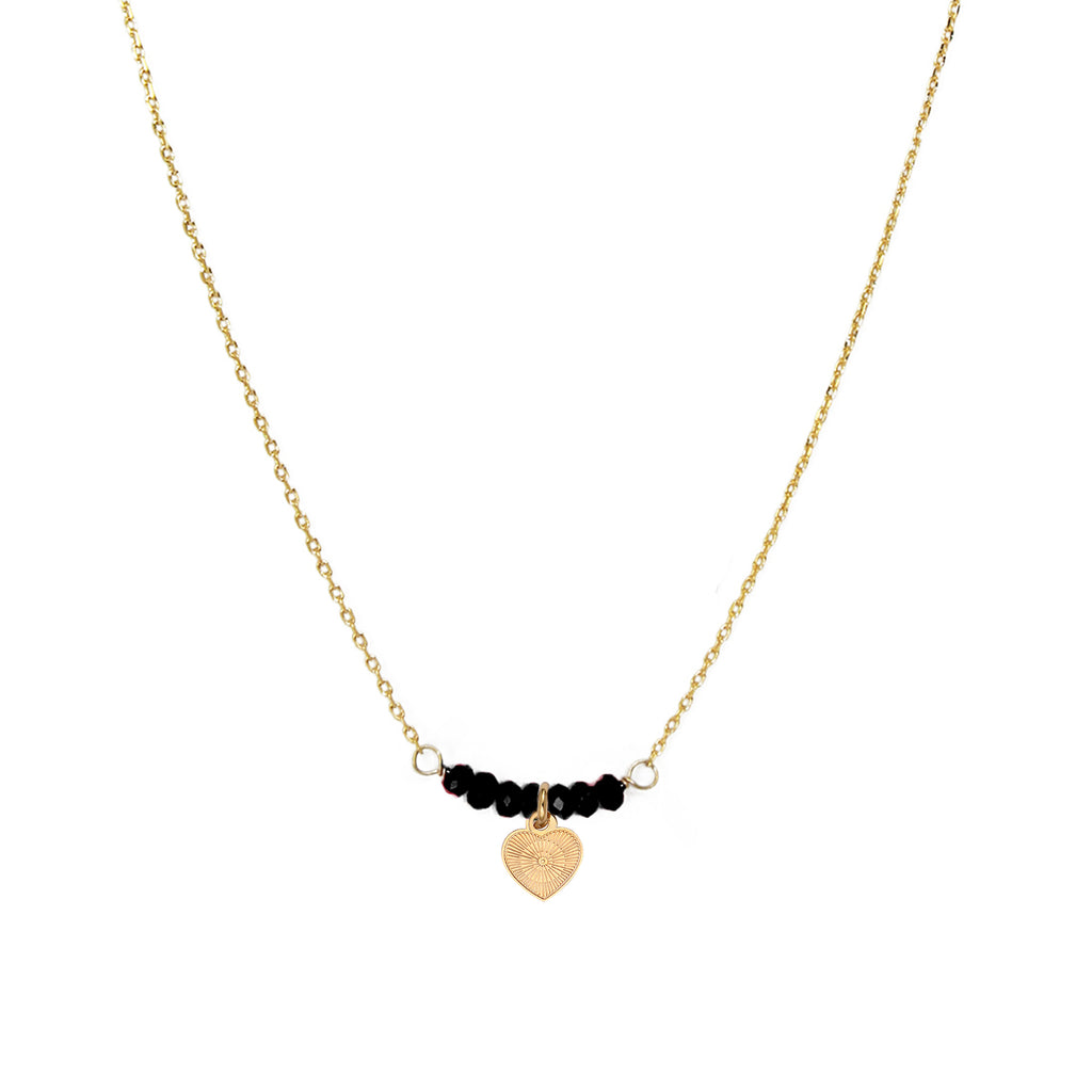 Collier Elena Noir Cœur - Or & Agate Noire