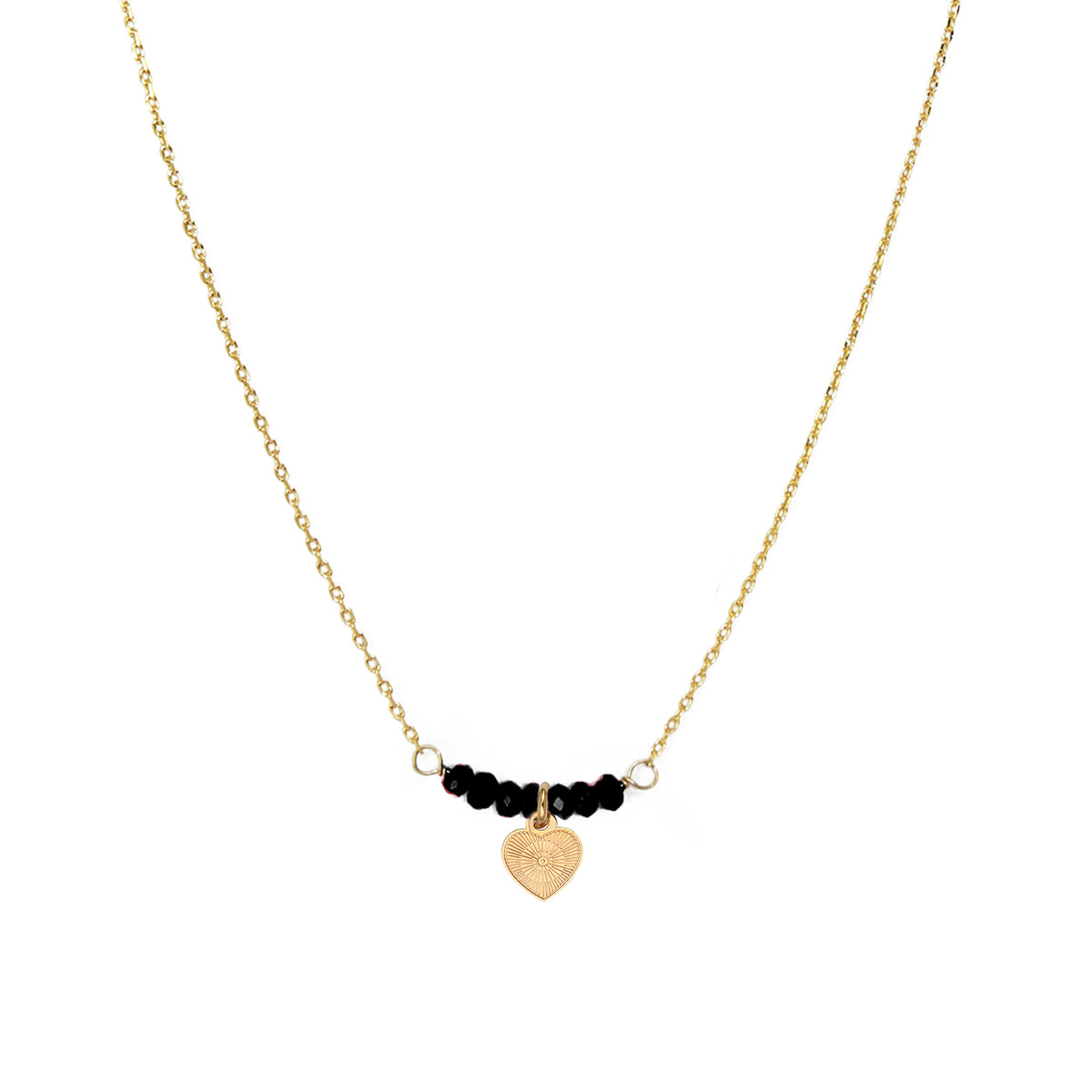 Collier Elena Noir Cœur - Or & Agate Noire