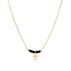 Collier Elena Noir Croix - Or & Agate Noire