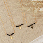 Collier Elena Noir Pampille - Or & Agate Noire