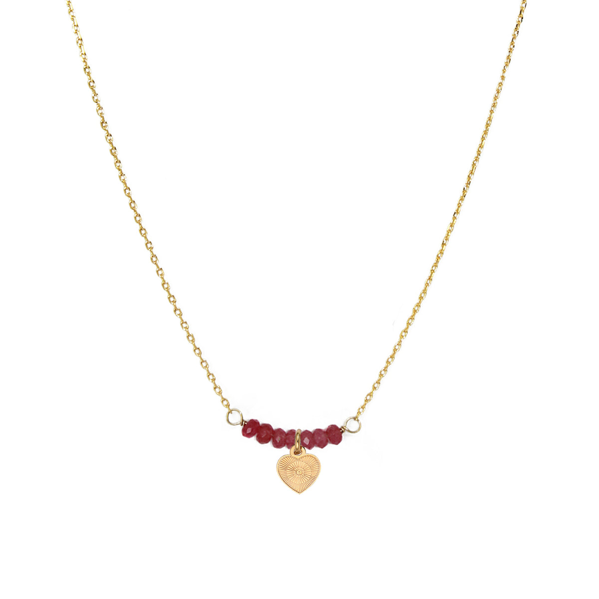 Elena Garnet Heart Necklace - Gold And Garnet