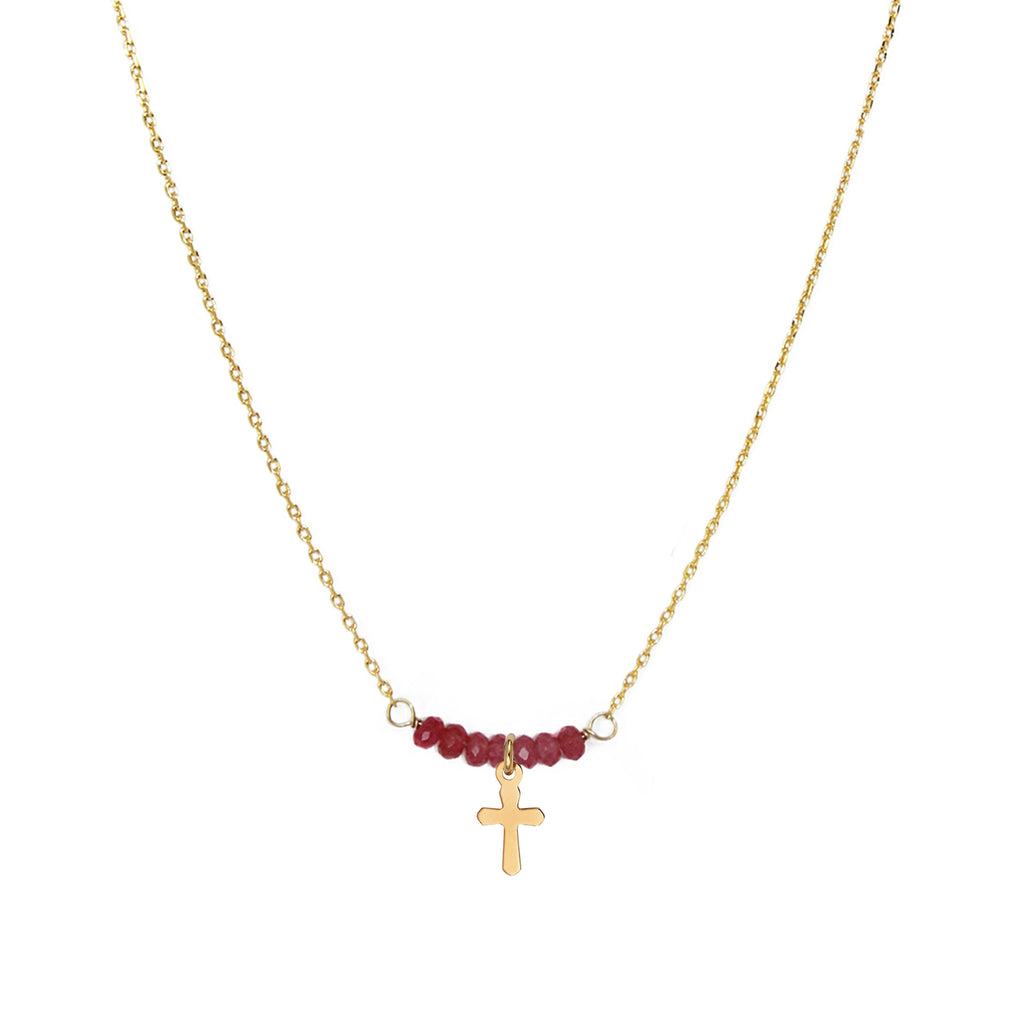 Collier Elena Grenat Croix - Or & Grenat