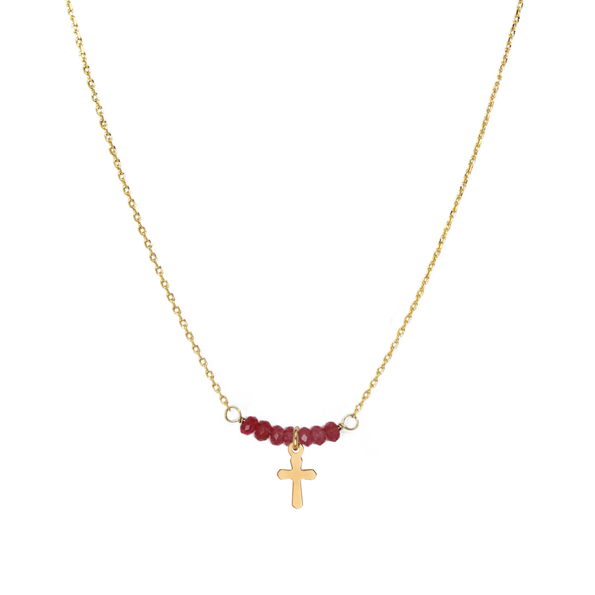 Collier Elena Grenat Croix - Or & Grenat