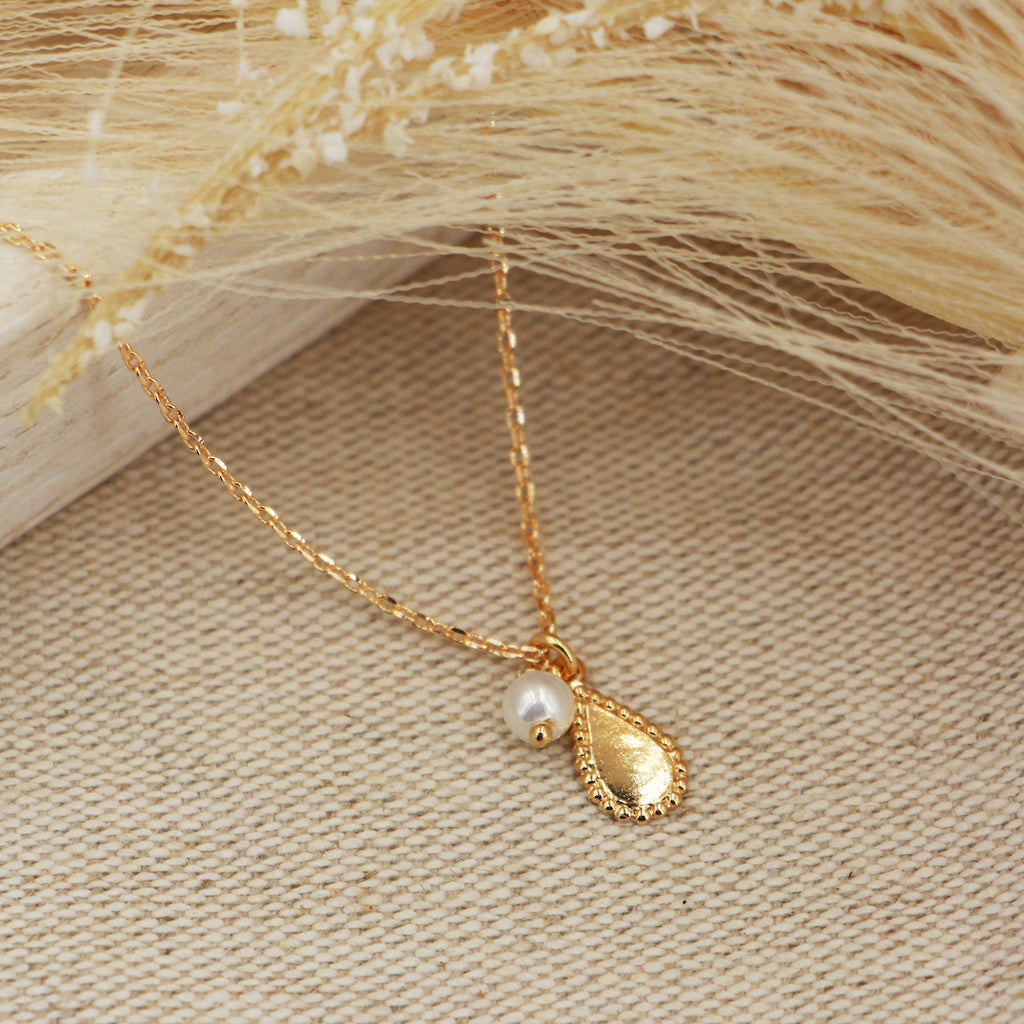 Collier Doriane Medaille Ovale Pamille & Perle - Or & Grenat