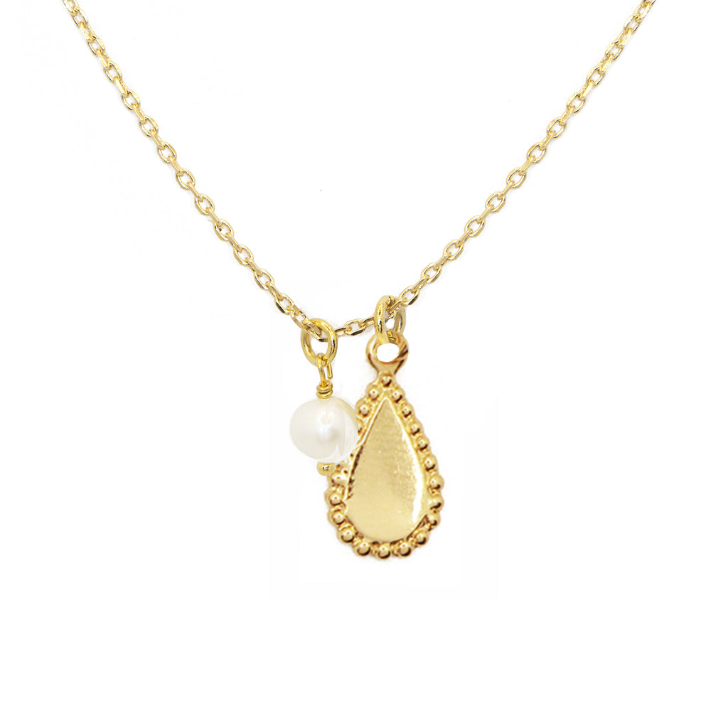 Collier Doriane Medaille Ovale Pamille & Perle - Or & Grenat