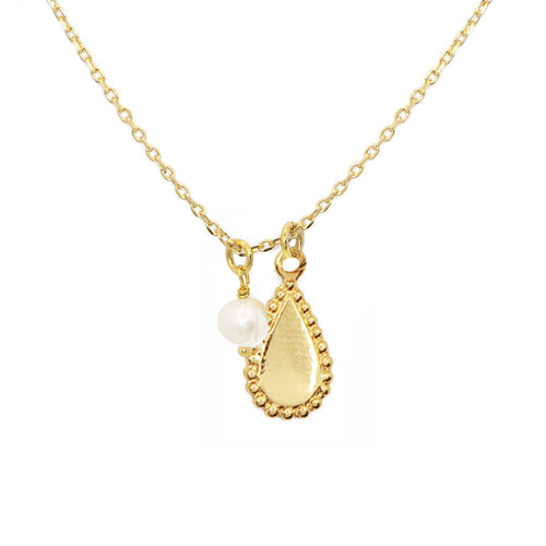 Collier Doriane Medaille Ovale Pamille Et Perle - Or /Grenat