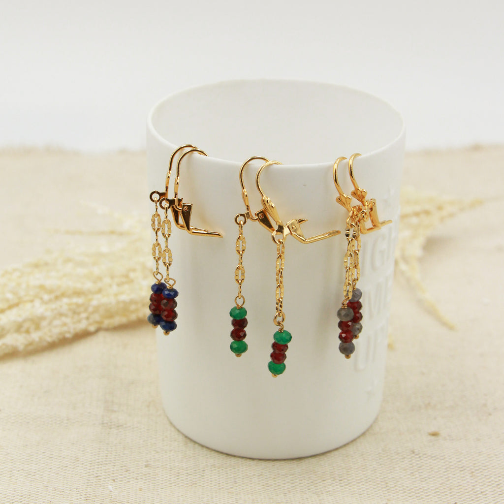 Boucles D'Oreilles Holy - Or & Agate Verte