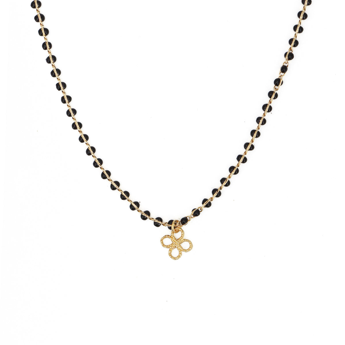 Collier Alena Noir Fleur - Or & Noir