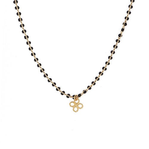 Collier Alena  Noir Fleur  - Or / Noir