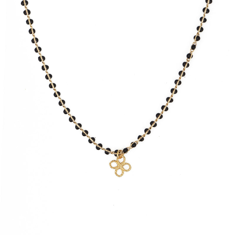 Collier Alena Noir Fleur - Or Et Noir