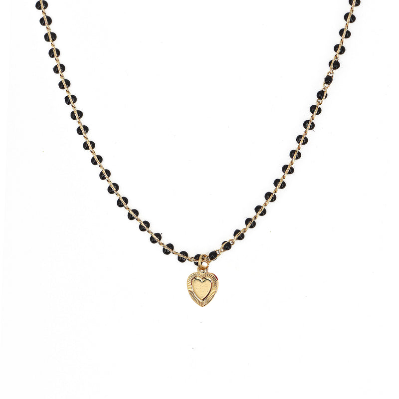 Collier Alena Noir  Cœur  - Or / Noir