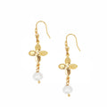 Boucles D'Oreilles Fleur Perle - Or & Blanc