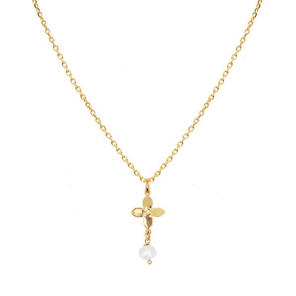 Halskette Fleur Perle - Gold & Weiß