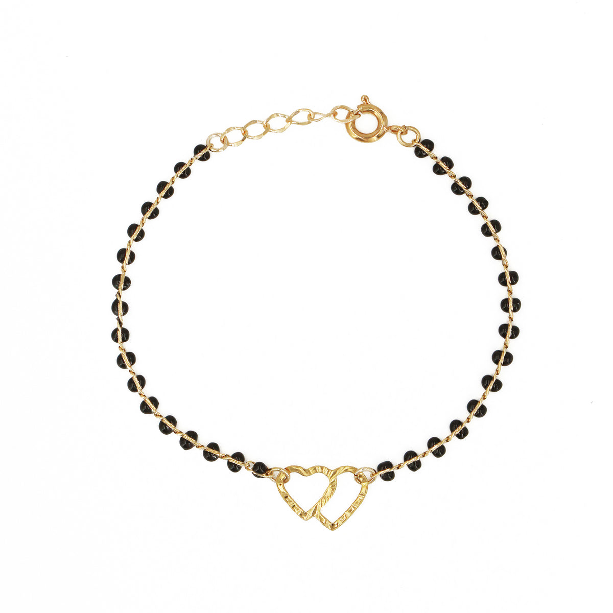 Bracelet Double Heart - Or & Noir