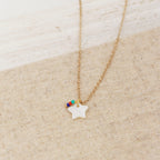 Collier Charms Etoile Nacre Multico - Or & Blanc