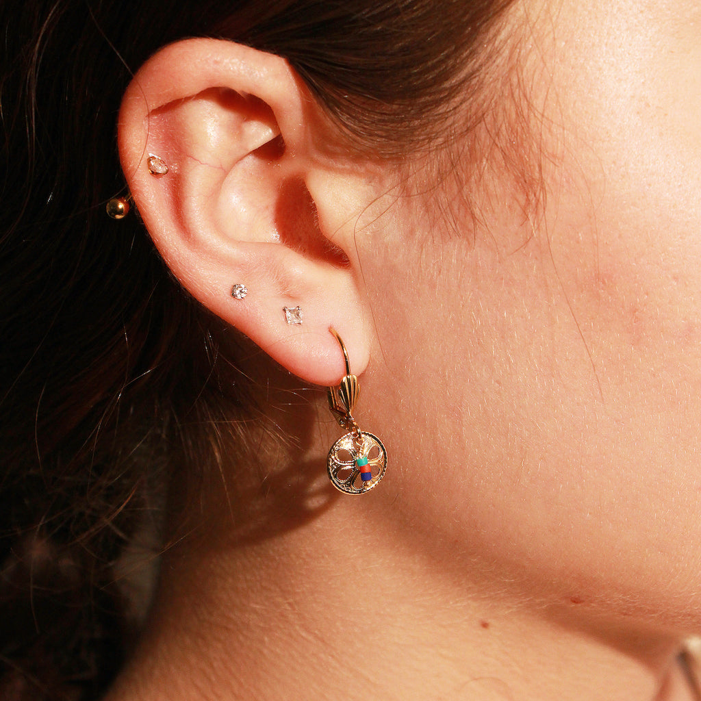 Boucles D'Oreilles Flora Multico - Or & Multicolor