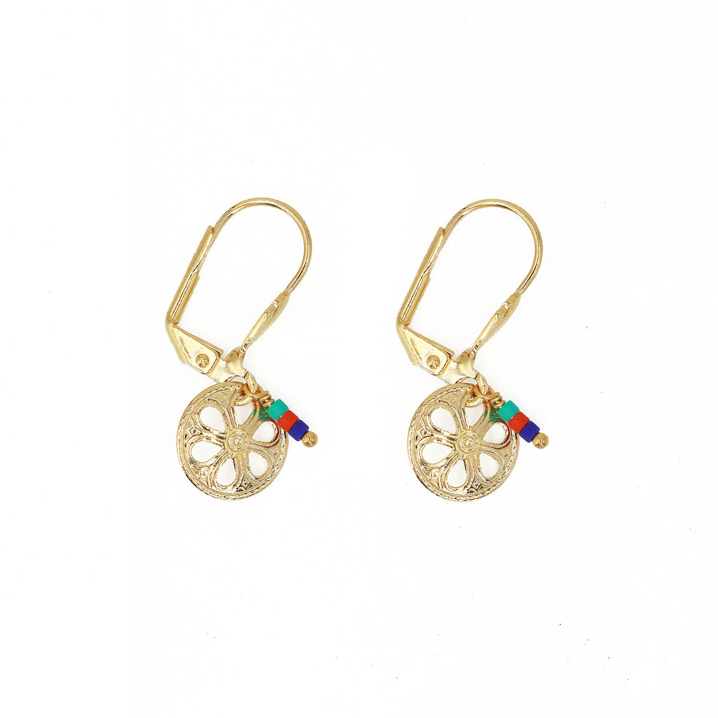 Boucles D'Oreilles Flora Multico - Or & Multicolor
