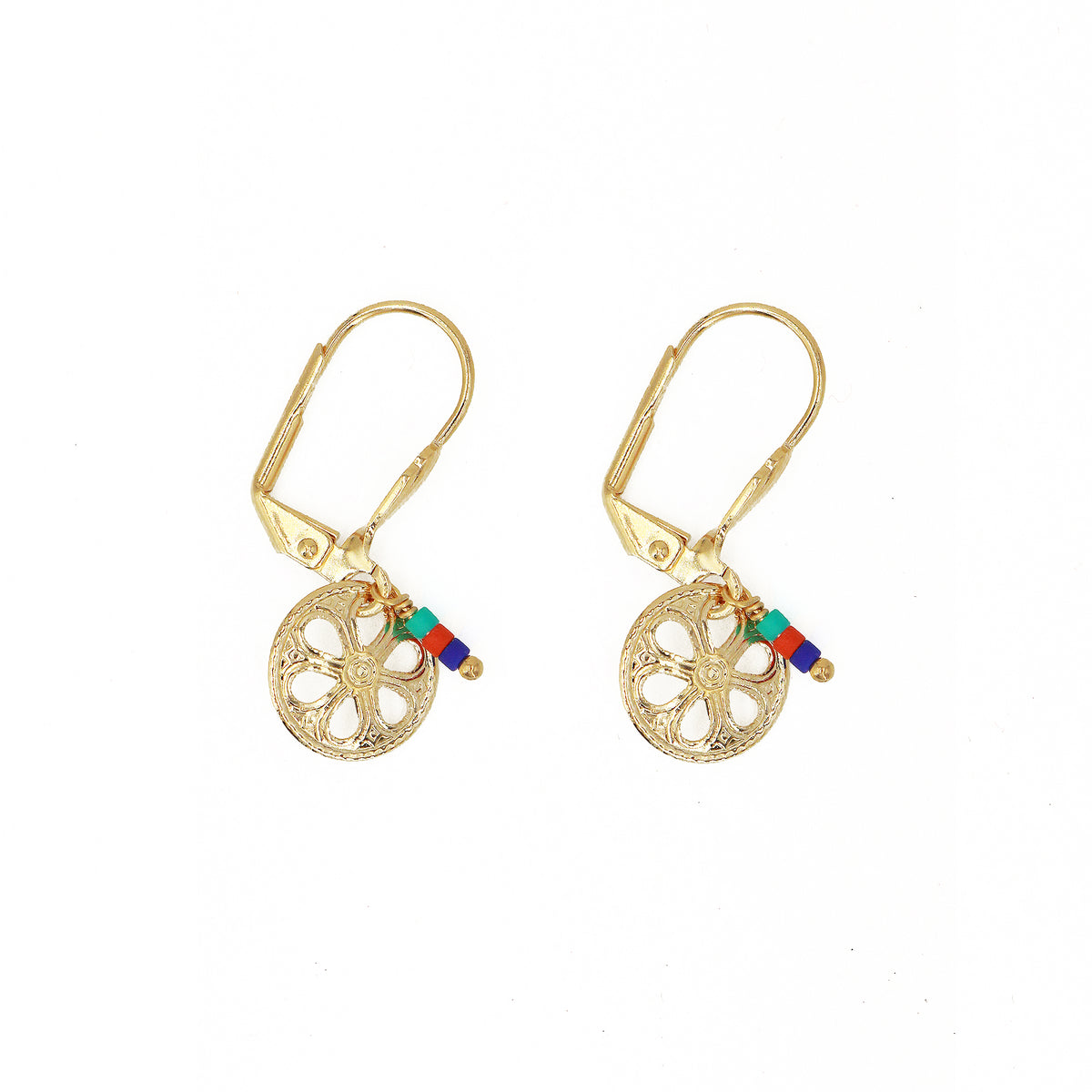 Boucles D'Oreilles Flora Multico - Or & Multicolor