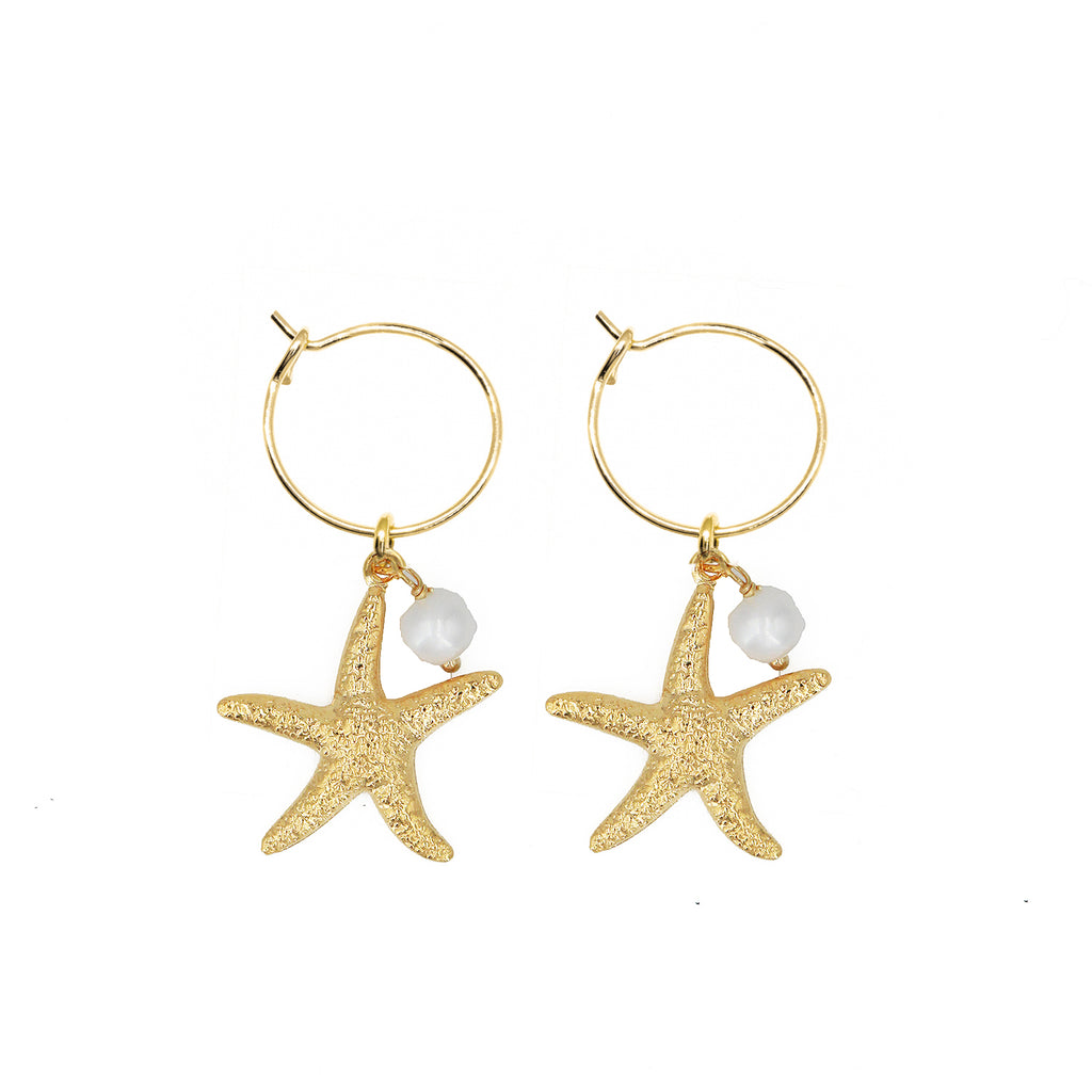 Boucles D'Oreilles Starfish - Or & Perle
