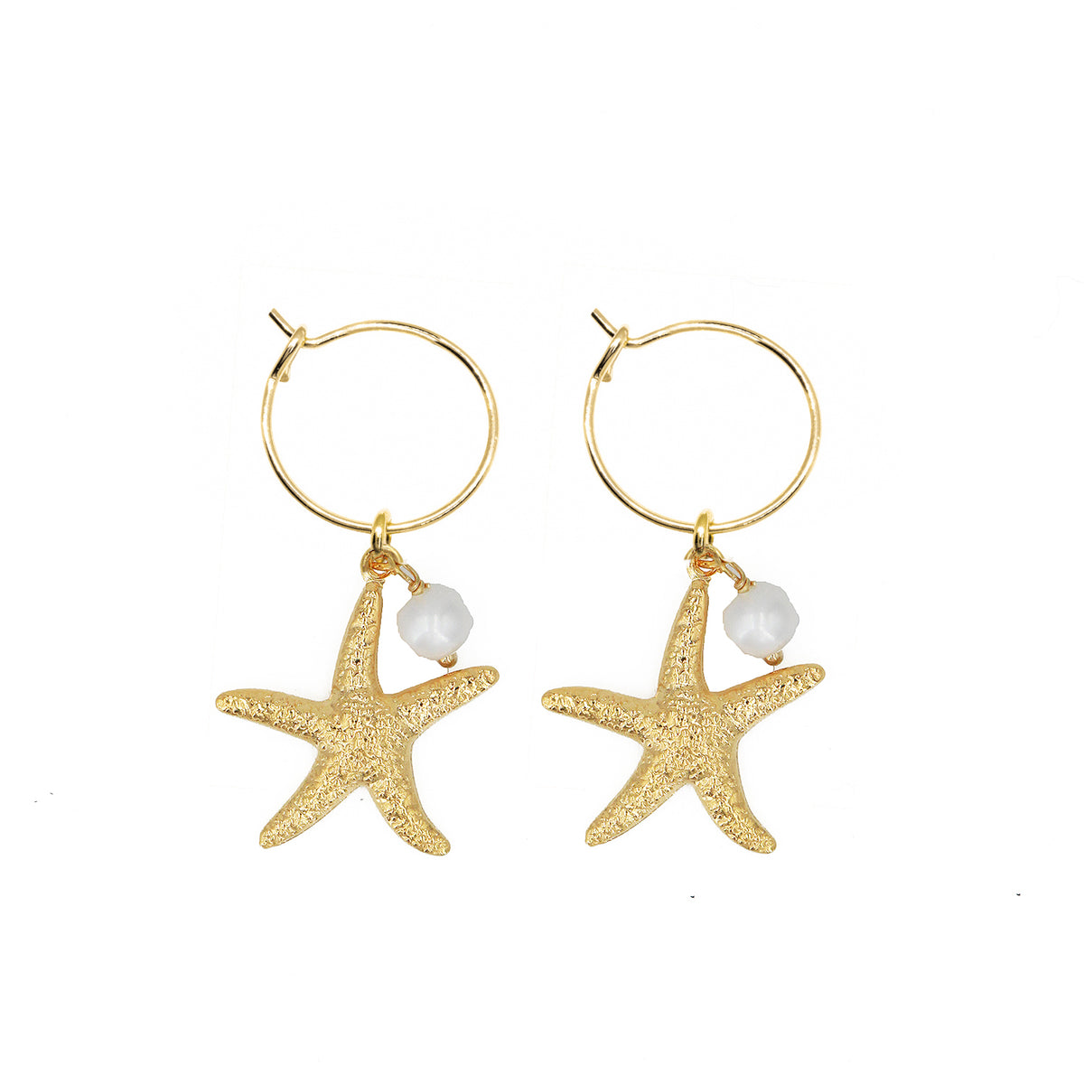 Boucles D'Oreilles Starfish - Or & Perle