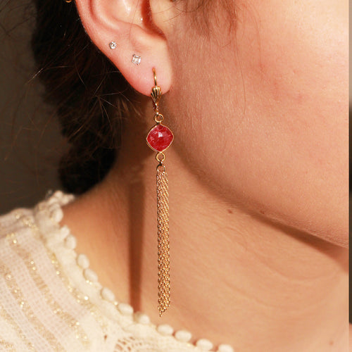 Boucles D'Oreilles Quartz Rubis - Or / Quartz Rubis