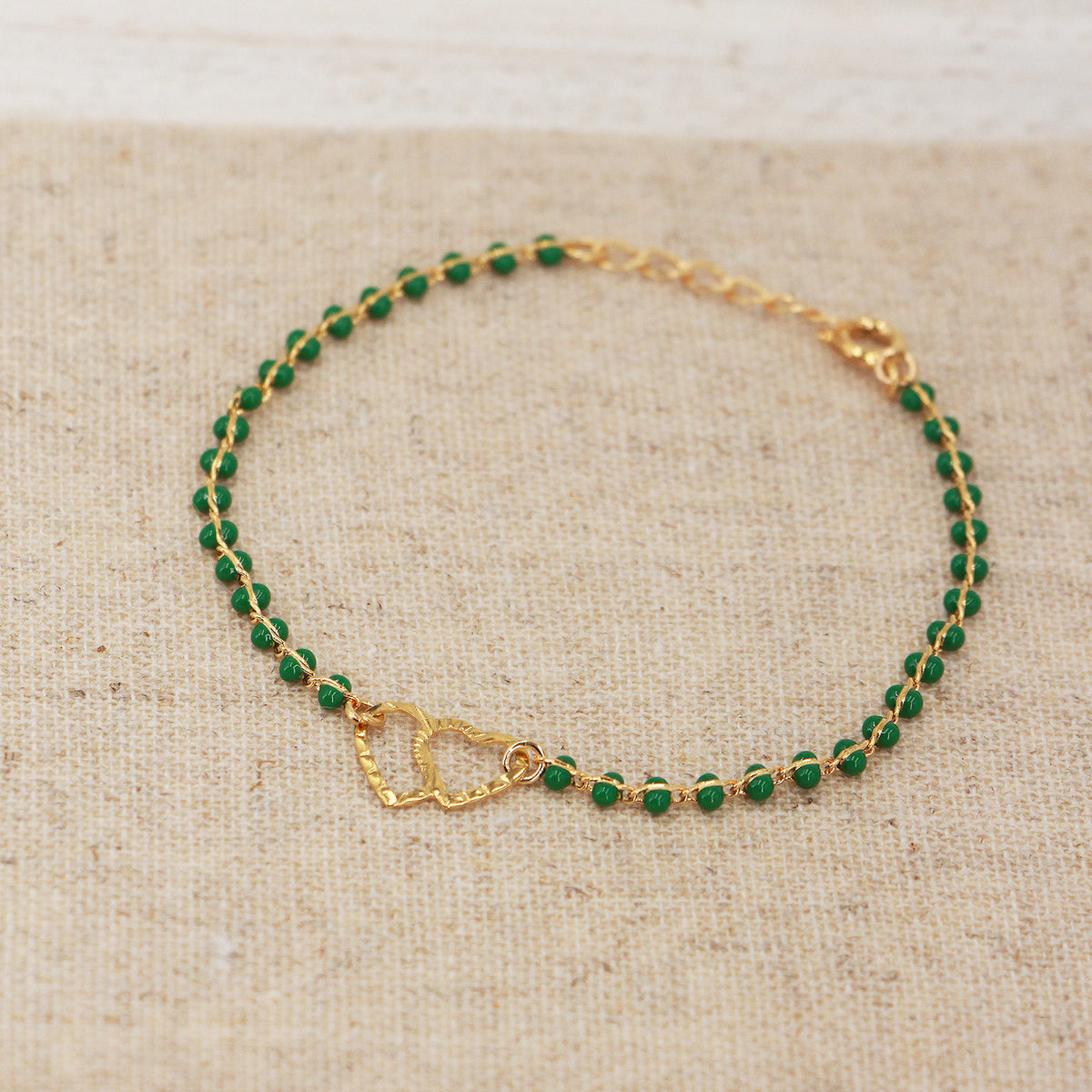 Bracelet Double Heart - Or & Vert