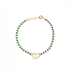 Bracelet Double Heart - Or & Vert