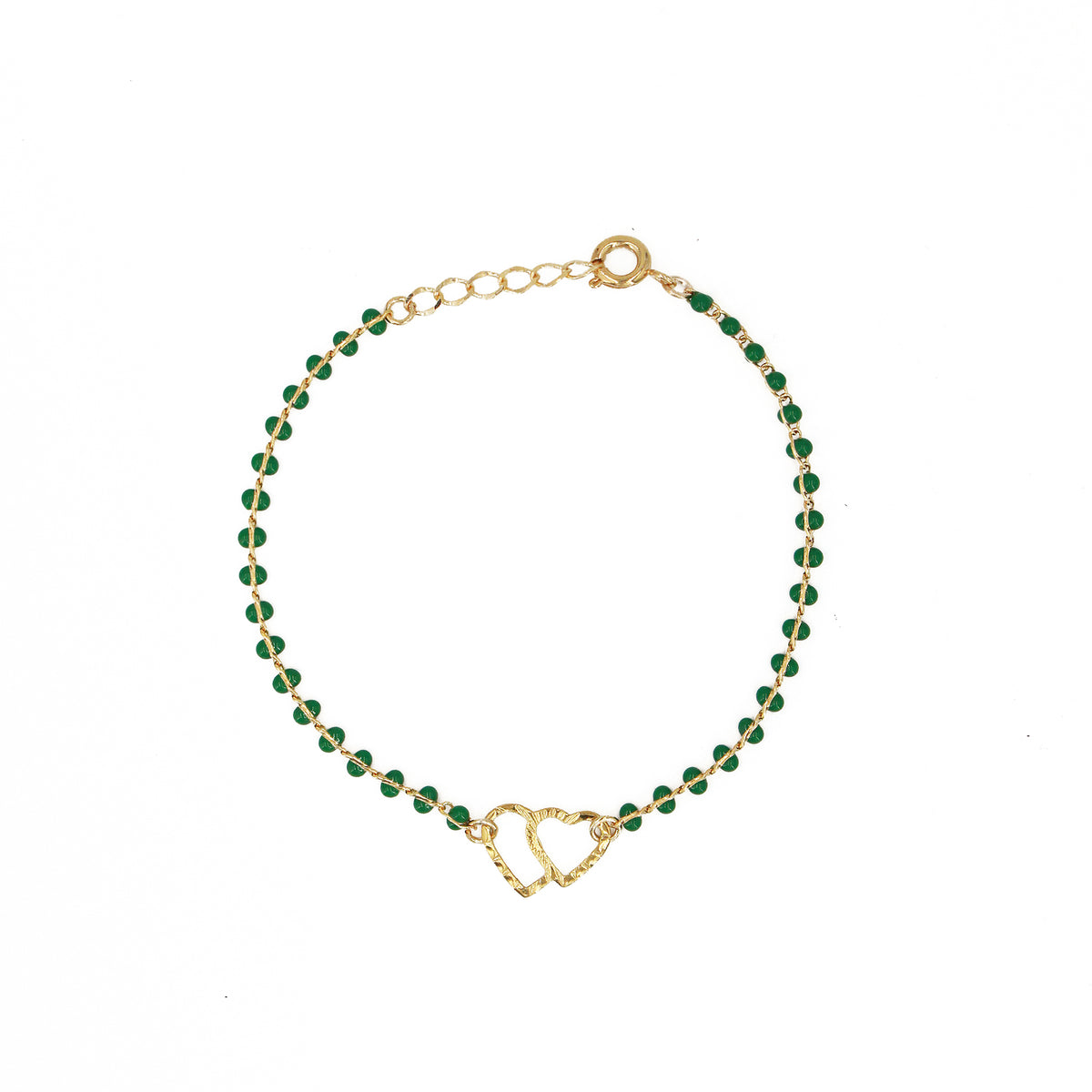 Bracelet Double Heart - Or & Vert