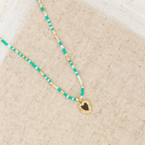 Collier Miyuki Turquoise Cœur - Or / Turquoise