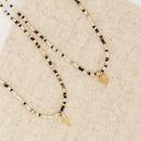 Collier Miyuki Noir Et Or Mini Cœur - Or / Noir